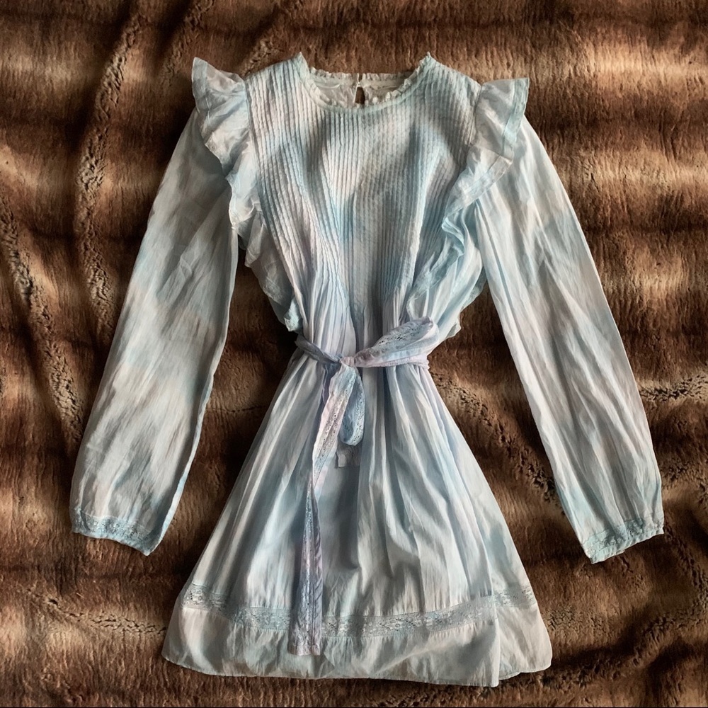 Aritzia Wilfred Elia Dress Tie Dye Blue White